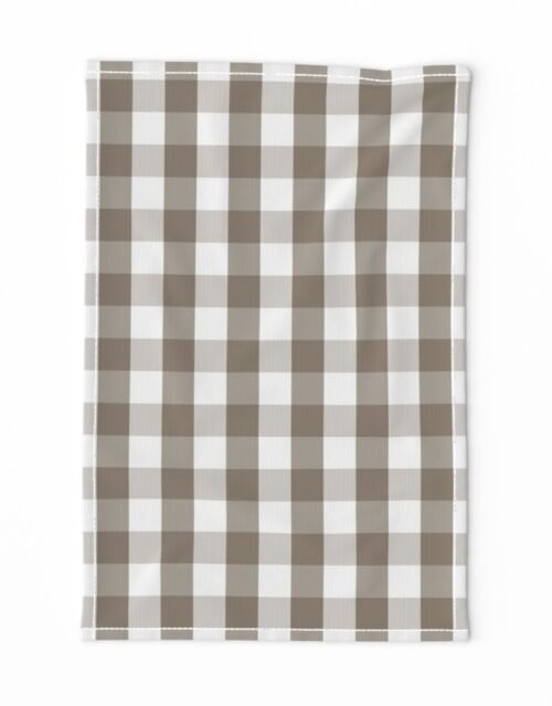 Mulch Brown Gingham Check Plaid Tea Towel