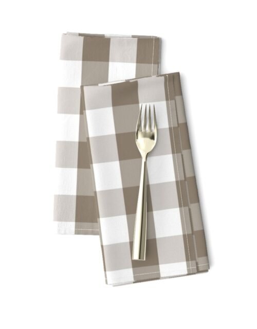 Mulch Brown Gingham Check Plaid Dinner Napkins