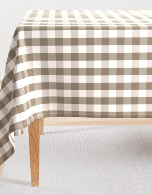 Mulch Brown Gingham Check Plaid Rectangular Tablecloth