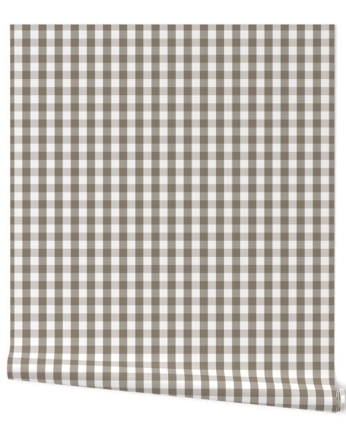 Mulch Brown Gingham Check Plaid Wallpaper