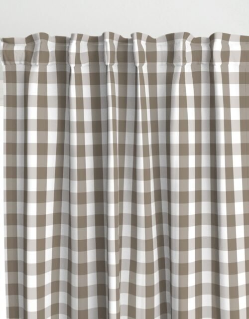 Mulch Brown Gingham Check Plaid Curtains