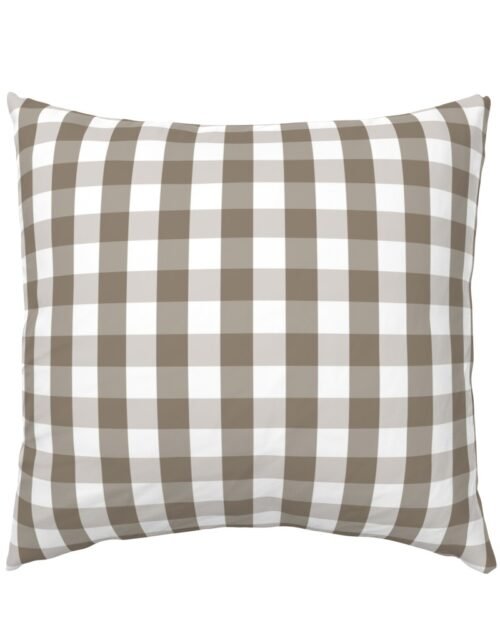 Mulch Brown Gingham Check Plaid Euro Pillow Sham