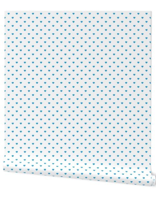 Oktoberfest Bavarian Blue Mini Love Hearts on White Wallpaper