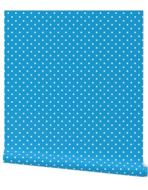 Mini White Polkadots on Oktoberfest Bavarian Blue Wallpaper
