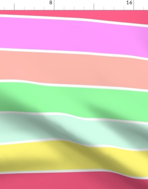 Pastel Rainbow Sorbet Horizontal Deck Chair Stripes Fabric