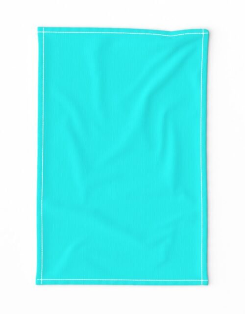 Bright Neon Aqua Blue Solid Coordinate Tea Towel