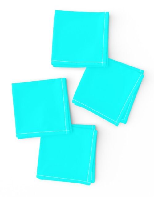 Bright Neon Aqua Blue Solid Coordinate Cocktail Napkins