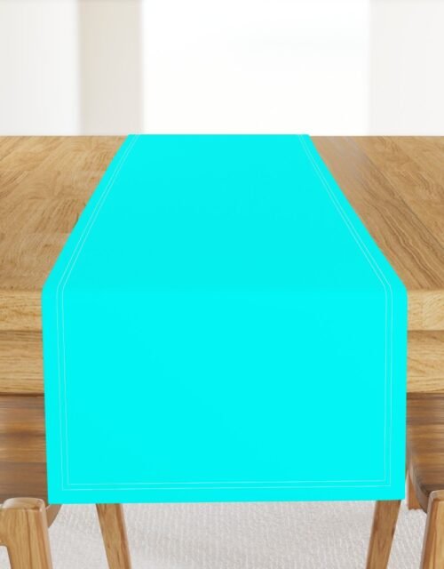 Bright Neon Aqua Blue Solid Coordinate Table Runner