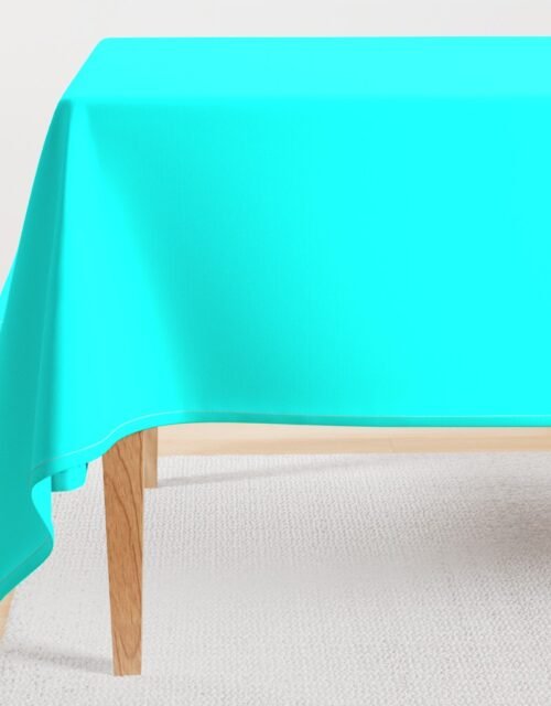 Bright Neon Aqua Blue Solid Coordinate Rectangular Tablecloth