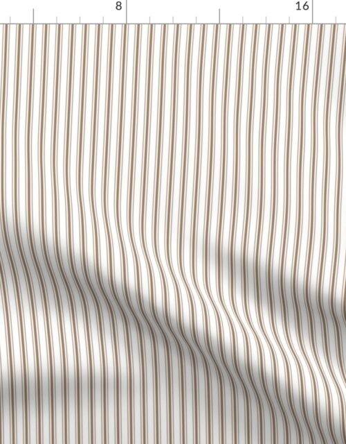 Mattress Ticking Narrow Striped Pattern in Dark Brown and White Fabric