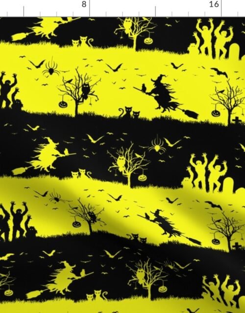 Cats Eye Yellow and Black Halloween Nightmare Stripes Fabric