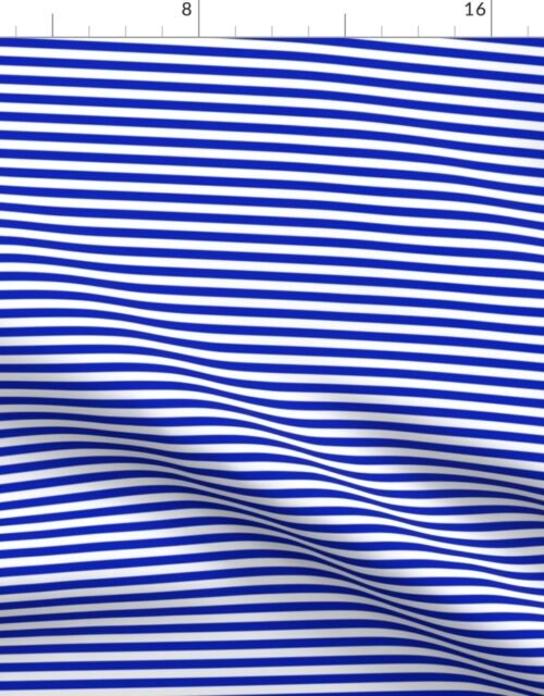 1/4″ Horizontal Cobalt Blue and White Stripe Fabric
