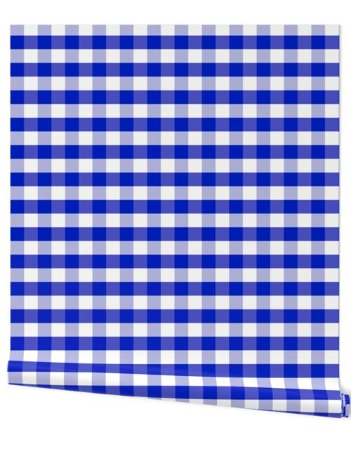 1″ Cobalt Blue and White Gingham Check Wallpaper