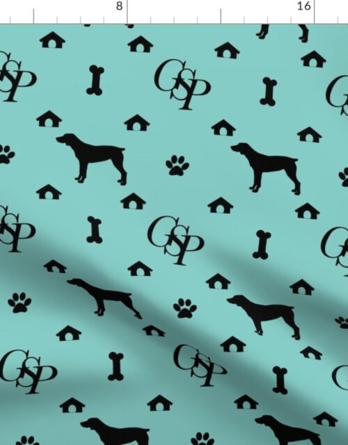 Louis Luxury Monogram German Shorthair Pointer on Aqua Fabric