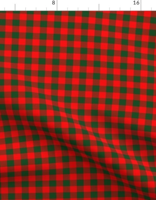 Medium Holly Red and Balsam Green Christmas Country Cabin Buffalo Check Fabric