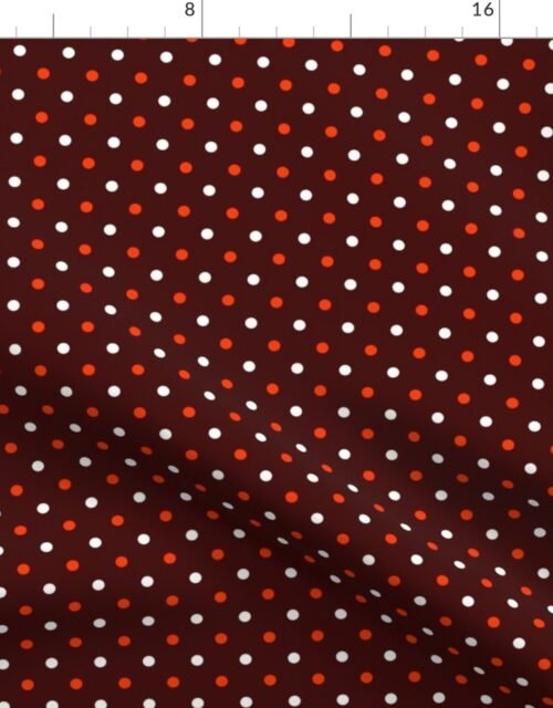 Mini Maroon with White and Orange Polka Dots Fabric