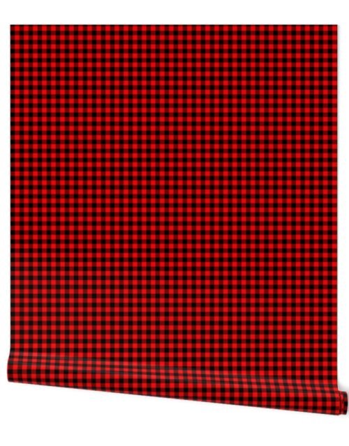 Mini Berry Red and Black Rustic Cowboy Cabin Buffalo Check Wallpaper