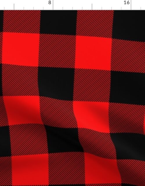 Jumbo Berry Red and Black Rustic Cowboy Cabin Buffalo Check Fabric