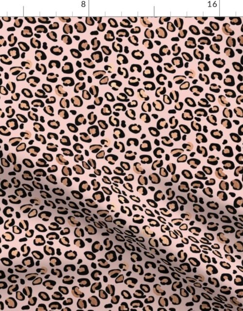 Small Leopard Rose Gold Spots on Pink Fabric