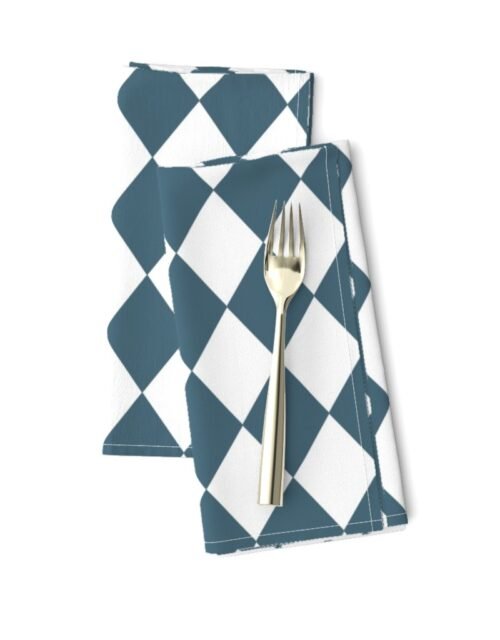 Bluestone Blue Small Modern Diamond Pattern Dinner Napkins