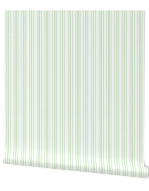 Trendy Large Spearmint Mint Pastel Green French Mattress Ticking Double Stripes Wallpaper