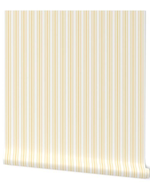 Trendy Large Buttercup Yellow Pastel Butter French Mattress Ticking Double Stripes Wallpaper