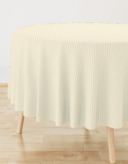 Classic Small Buttercup Yellow Pastel Butter French Mattress Ticking Double Stripes Round Tablecloth