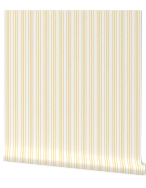 Classic Small Buttercup Yellow Pastel Butter French Mattress Ticking Double Stripes Wallpaper