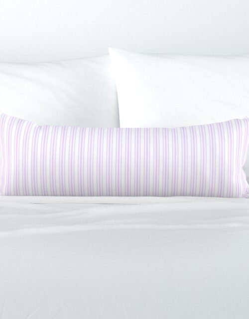 Trendy Large Orchid Lilac  Pastel Purple French Mattress Ticking Double Stripes Extra Long Lumbar Pillow