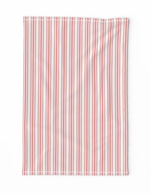 Trendy Large Coral Rose Pastel Coral French Mattress Ticking Double Stripes Tea Towel