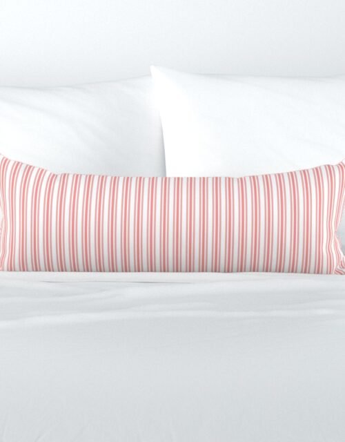 Trendy Large Coral Rose Pastel Coral French Mattress Ticking Double Stripes Extra Long Lumbar Pillow