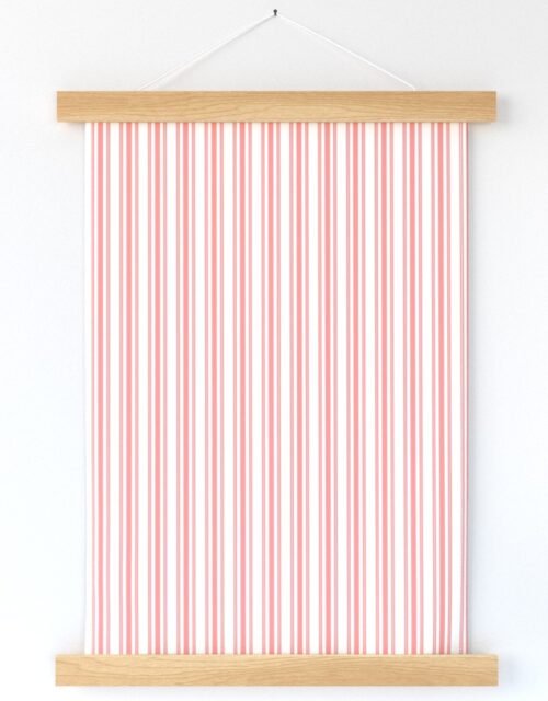 Trendy Large Coral Rose Pastel Coral French Mattress Ticking Double Stripes Wall Hanging