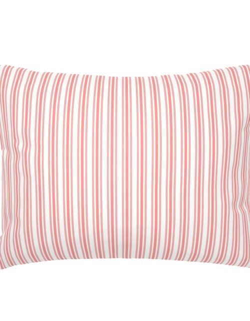 Trendy Large Coral Rose Pastel Coral French Mattress Ticking Double Stripes Standard Pillow Sham