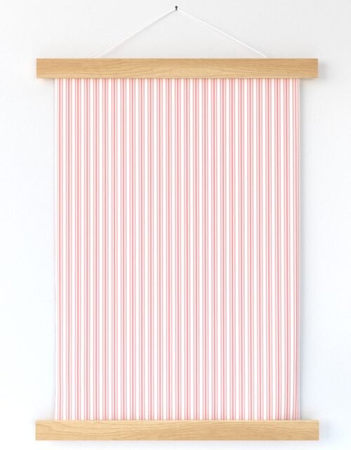 Classic Small Coral Rose Pastel Coral French Mattress Ticking Double Stripes Wall Hanging