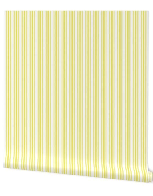 Classic Small Highlighter Yellow Pastel Highlighter French Mattress Ticking Double Stripes Wallpaper