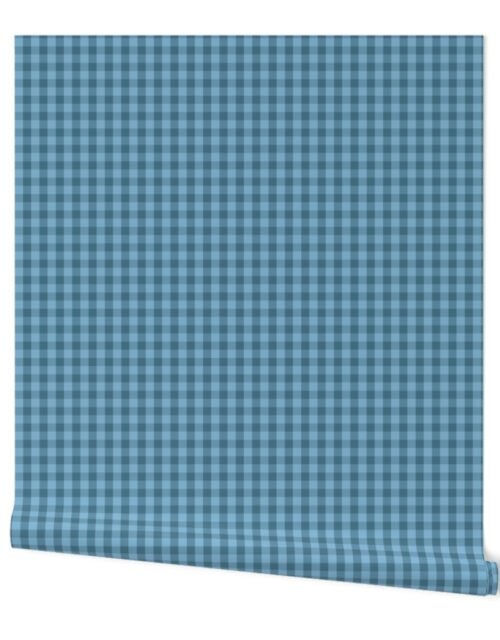 Dusty Blue 1/4 Inch Gingham Checks Wallpaper