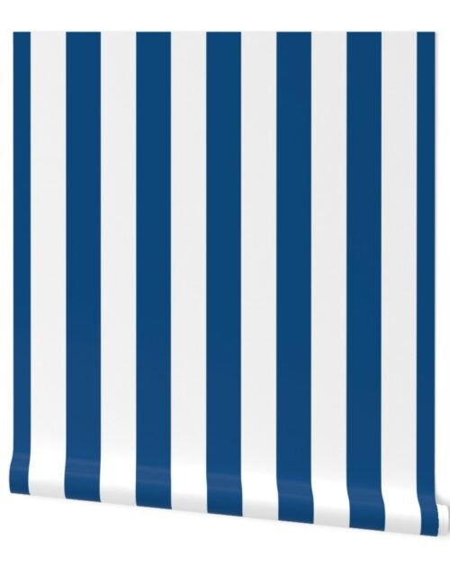 Classic Blue and White Circus Big Top 3″ Vertical Stripes Wallpaper