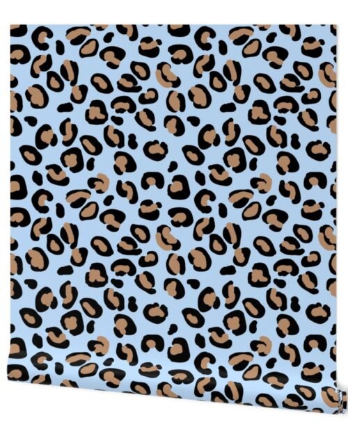 Leopard Tan Spots on Sky Blue Wallpaper