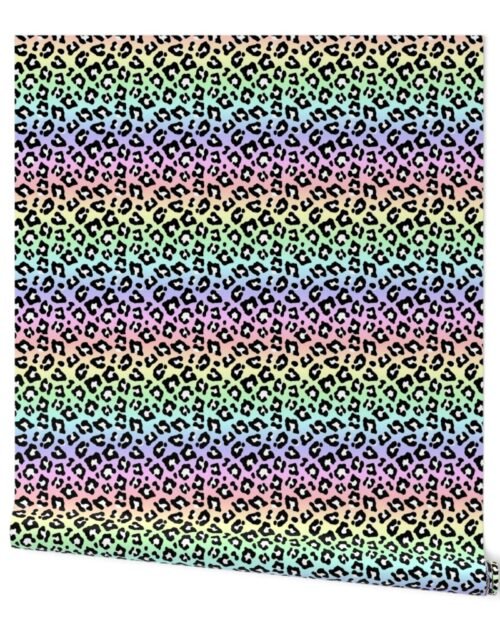 Pastel Ombre Rainbow Leopard Spots Wallpaper