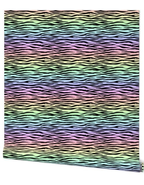 Pastel Rainbow Zebra Stripes Animal Print Wallpaper