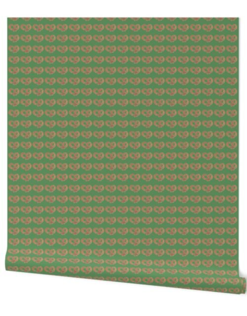 Pretzels Bretzen with Salt Pattern on Loden Green Hand Painted Watercolor Wallpaper