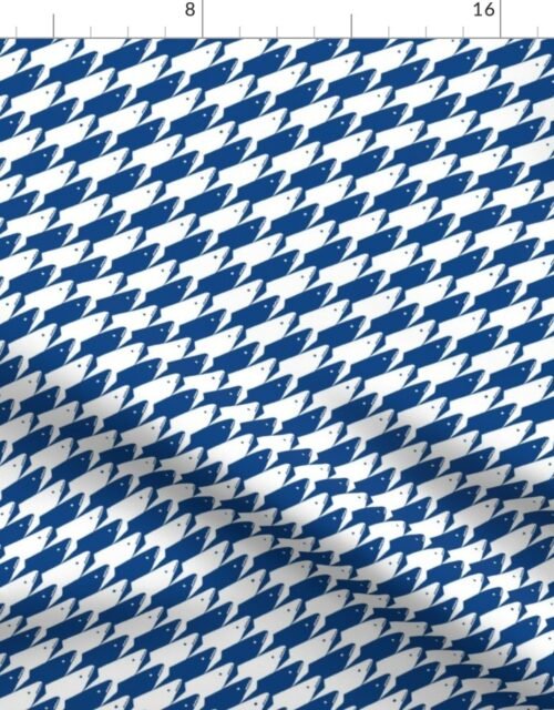 Baby Sharkstooth Sharks Pattern Repeat in White and Blue Fabric
