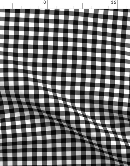 Black Color Classic Small Half Inch Gingham Check Tartan Plaid Fabric