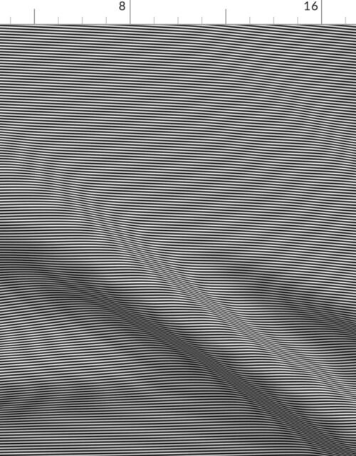 Black and White Horizontal 1/16 inch Micro Pin Stripe Fabric