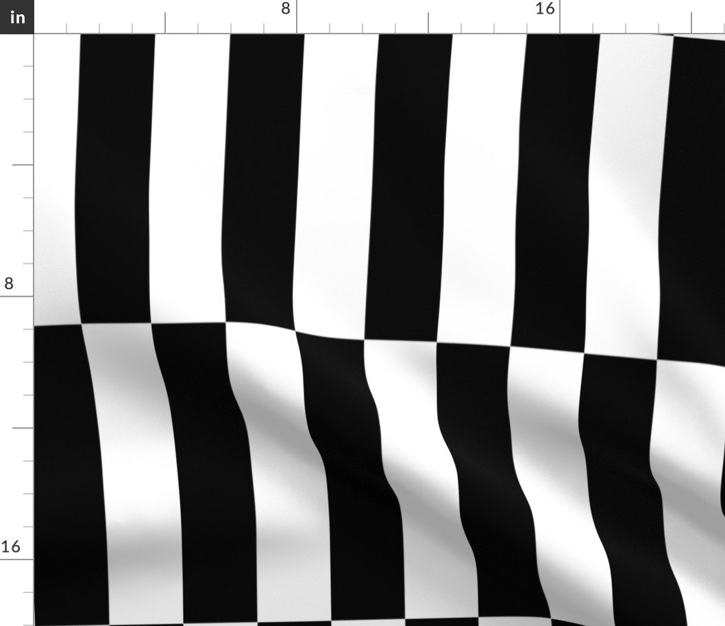 Black and White Optico Vertical Staggered Blocks Fabric