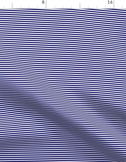 Blue and White 1/8-inch Thin Pencil Horizontal Stripes Fabric
