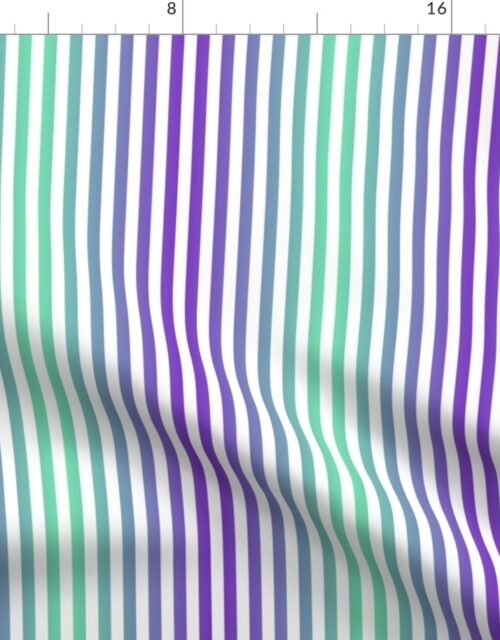 Blue to Green Ombre Shaded Stripes Fabric