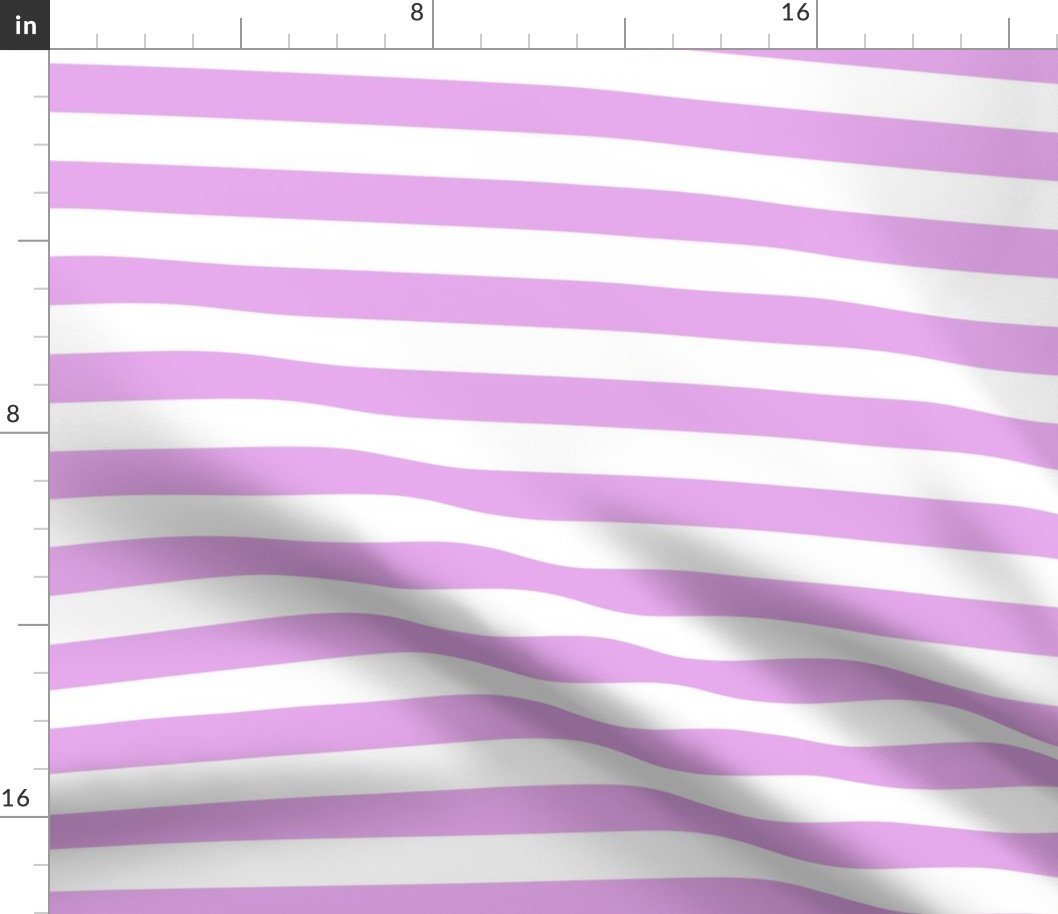Blush Pink and White Big 1-inch Beach Hut Horizontal Stripes Fabric