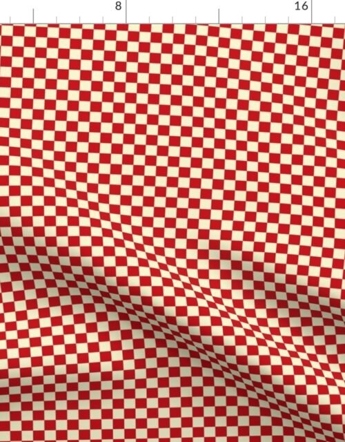 Brick Red and Cream Checkerboard Squares Fabric