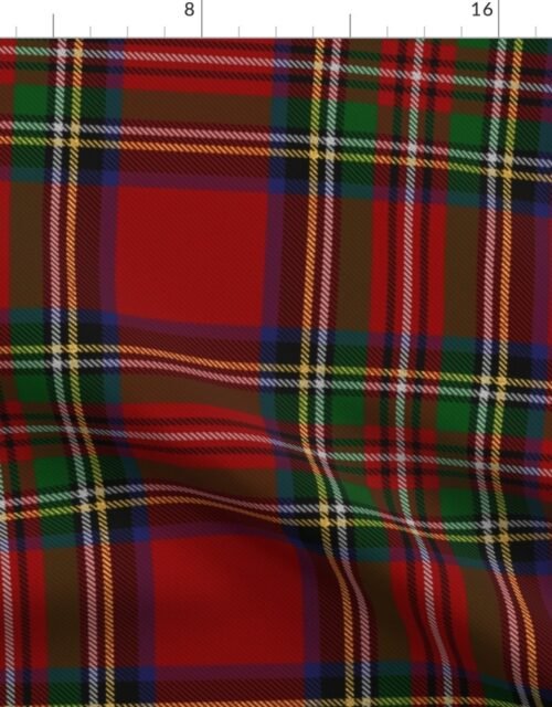 Bright Faux Gold Foil Royal Stewart Tartan Plaid Fabric